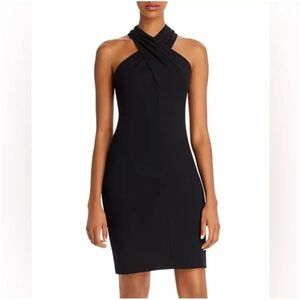 Eliza J Black Criss Cross Halter Pencil Dress Sz 6.